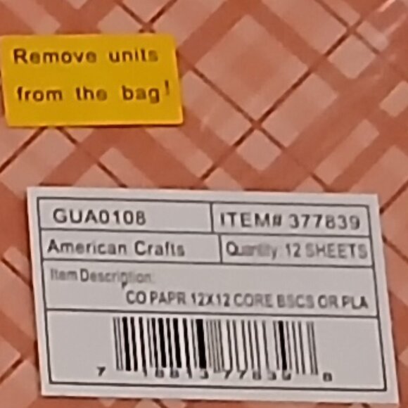 American Crafts Core Basics - Orange Plaid 12x12 Paper (12pack) - Picture 2 of 4